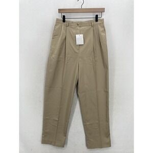 Lands End Pants Womens 10 Regular Khaki Beige Pleated Front Work Chino Classic
